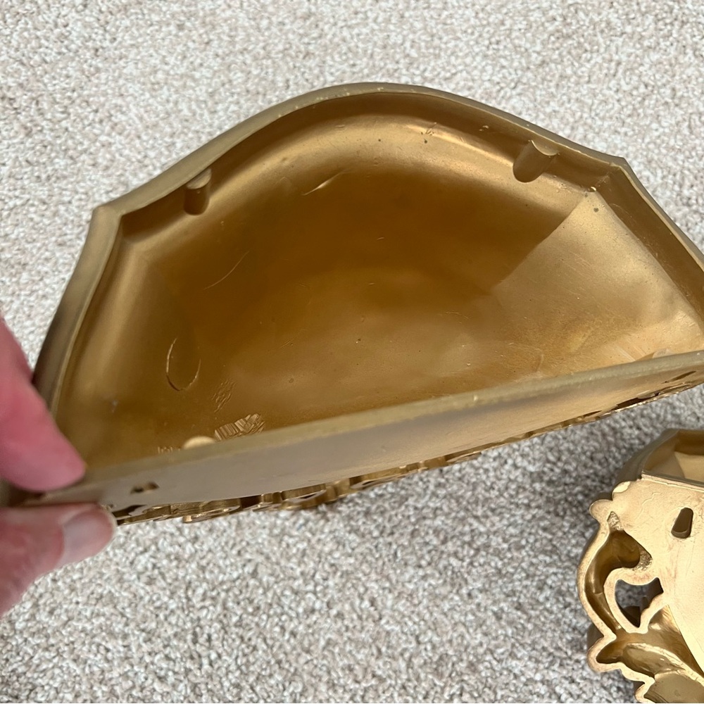Vintage 1978 Homco Gold Plastic Wall Pocket Sconces/Planters Hollywood Regency - Picture 5 of 5